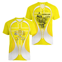 Saint Peters Basilica Vatican City Women V-Neck T-Shirt Basilica Dome Catholic Cross Religious - Coat Of Arms Sketch Art