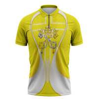 Saint Peters Basilica Vatican City Zipper Polo Shirt Basilica Dome Catholic Cross Religious - Coat Of Arms Sketch Art