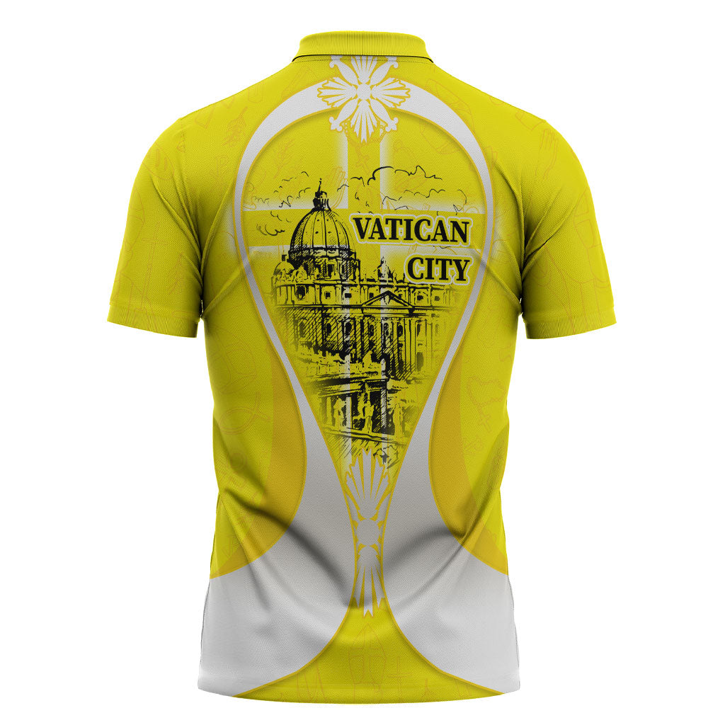 Saint Peters Basilica Vatican City Zipper Polo Shirt Basilica Dome Catholic Cross Religious - Coat Of Arms Sketch Art