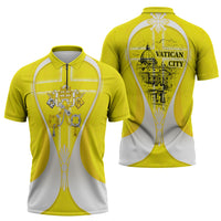 Saint Peters Basilica Vatican City Zipper Polo Shirt Basilica Dome Catholic Cross Religious - Coat Of Arms Sketch Art