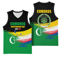 Comoros Independence Day Basketball Jersey Comorian Flag Brush Stroke National Pride Graphic