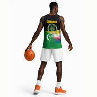 Comoros Independence Day Basketball Jersey Comorian Flag Brush Stroke National Pride Graphic