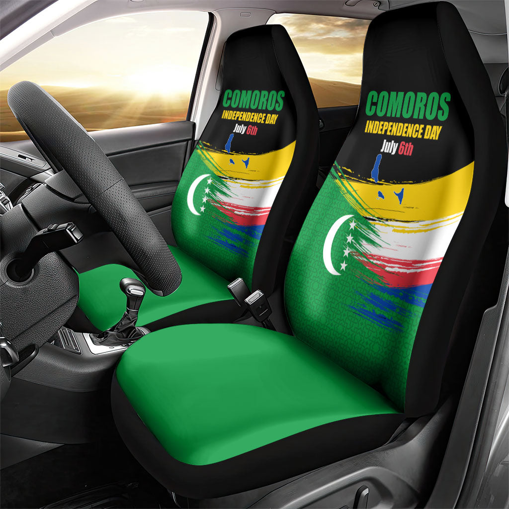 Comoros Independence Day Car Seat Cover Comorian Flag Brush Stroke National Pride Graphic