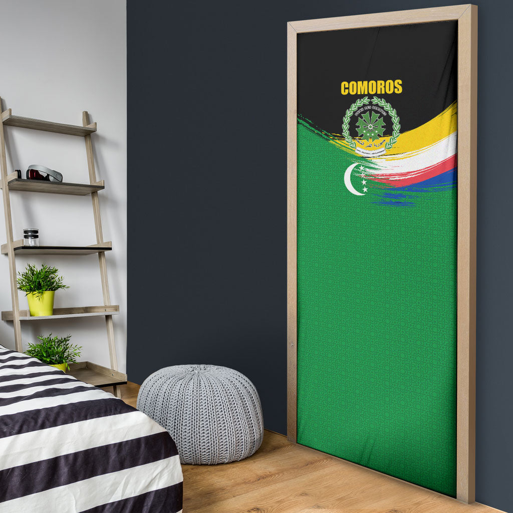 Comoros Independence Day Door Cover Comorian Flag Brush Stroke National Pride Graphic
