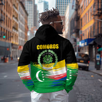 Comoros Independence Day Hoodie Comorian Flag Brush Stroke National Pride Graphic
