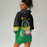 Comoros Independence Day Hoodie Dress Comorian Flag Brush Stroke National Pride Graphic
