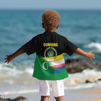 Comoros Independence Day Kid Hawaiian Shirt Comorian Flag Brush Stroke National Pride Graphic