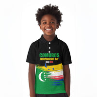Comoros Independence Day Kid Polo Shirt Comorian Flag Brush Stroke National Pride Graphic