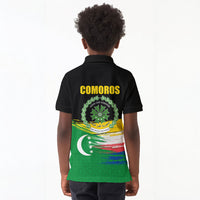 Comoros Independence Day Kid Polo Shirt Comorian Flag Brush Stroke National Pride Graphic
