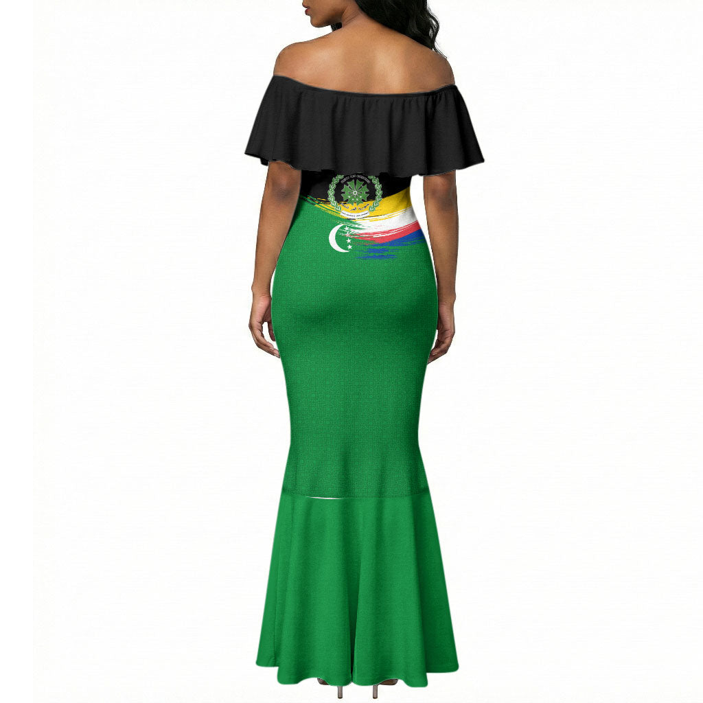 Comoros Independence Day Mermaid Dress Comorian Flag Brush Stroke National Pride Graphic