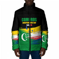 Comoros Independence Day Padded Jacket Comorian Flag Brush Stroke National Pride Graphic