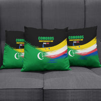 Comoros Independence Day Pillow Cover Comorian Flag Brush Stroke National Pride Graphic