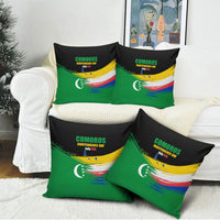 Comoros Independence Day Pillow Cover Comorian Flag Brush Stroke National Pride Graphic