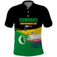 Comoros Independence Day Polo Shirt Comorian Flag Brush Stroke National Pride Graphic