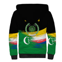 Comoros Independence Day Sherpa Hoodie Comorian Flag Brush Stroke National Pride Graphic