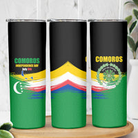 Comoros Independence Day Skinny Tumbler Comorian Flag Brush Stroke National Pride Graphic
