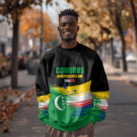 Comoros Independence Day Sweatshirt Comorian Flag Brush Stroke National Pride Graphic