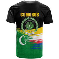 Comoros Independence Day T shirt Comorian Flag Brush Stroke National Pride Graphic