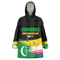 Comoros Independence Day Wearable Blanket Hoodie Comorian Flag Brush Stroke National Pride Graphic