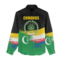 Comoros Independence Day Women Casual Shirt Comorian Flag Brush Stroke National Pride Graphic