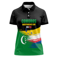 Comoros Independence Day Women Polo Shirt Comorian Flag Brush Stroke National Pride Graphic