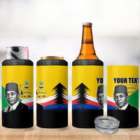 Personalized Comoros Independence Day 4 in 1 Can Cooler Tumbler Ahmed Abdallah Vintage Portrait Sketch