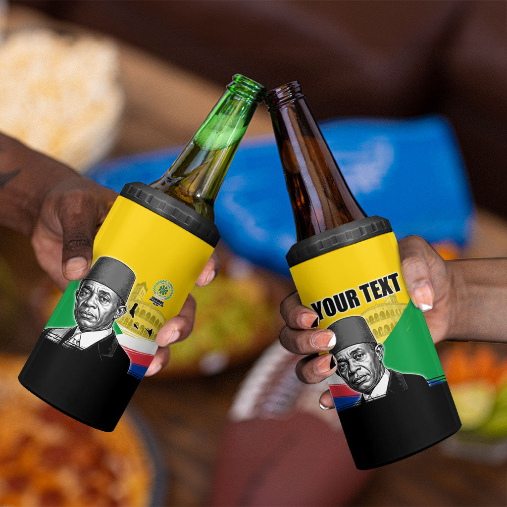 Personalized Comoros Independence Day 4 in 1 Can Cooler Tumbler Ahmed Abdallah Vintage Portrait Sketch