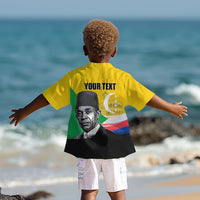 Personalized Comoros Independence Day Kid Hawaiian Shirt Ahmed Abdallah Vintage Portrait Sketch