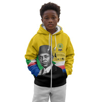 Personalized Comoros Independence Day Kid Hoodie Ahmed Abdallah Vintage Portrait Sketch