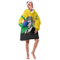 Personalized Comoros Independence Day Kid Wearable Blanket Hoodie Ahmed Abdallah Vintage Portrait Sketch