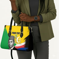 Personalized Comoros Independence Day Leather Bag Ahmed Abdallah Vintage Portrait Sketch