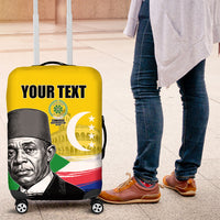 Personalized Comoros Independence Day Luggage Cover Ahmed Abdallah Vintage Portrait Sketch