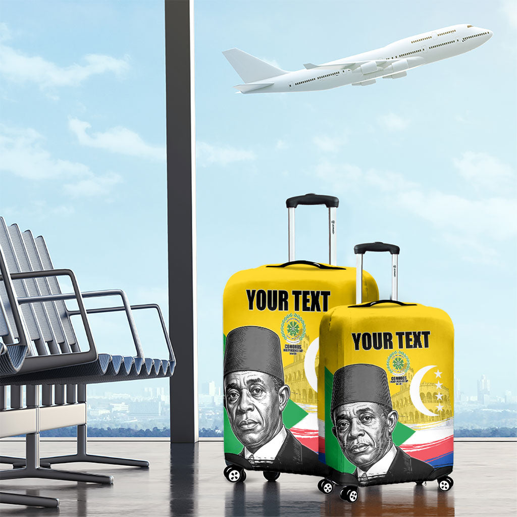 Personalized Comoros Independence Day Luggage Cover Ahmed Abdallah Vintage Portrait Sketch