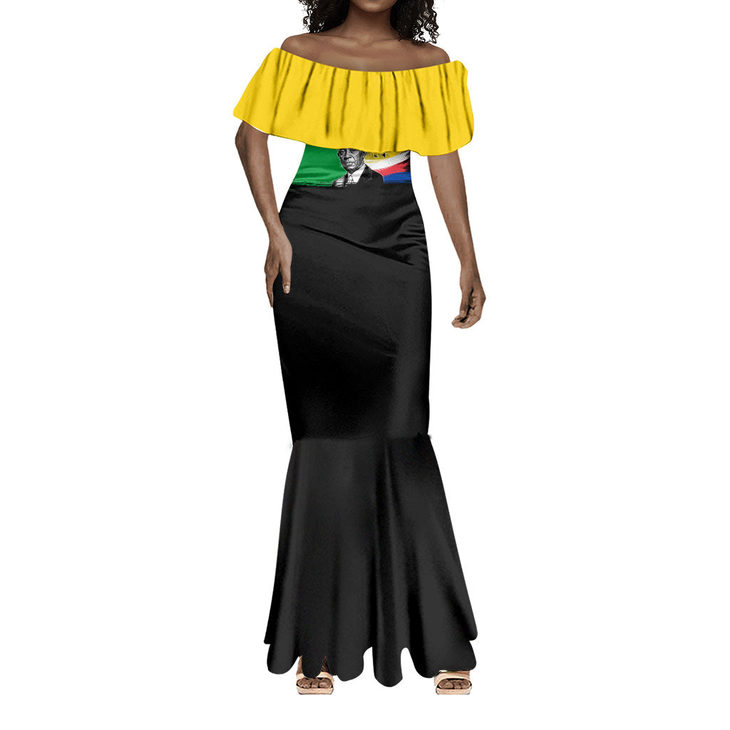 Personalized Comoros Independence Day Mermaid Dress Ahmed Abdallah Vintage Portrait Sketch