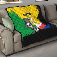 Personalized Comoros Independence Day Quilt Ahmed Abdallah Vintage Portrait Sketch