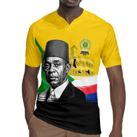 Personalized Comoros Independence Day Rugby Jersey Ahmed Abdallah Vintage Portrait Sketch