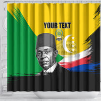 Personalized Comoros Independence Day Shower Curtain Ahmed Abdallah Vintage Portrait Sketch