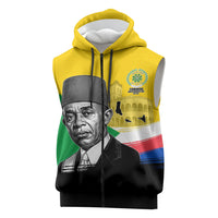 Personalized Comoros Independence Day Sleeveless Zip Hoodie Ahmed Abdallah Vintage Portrait Sketch