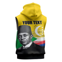 Personalized Comoros Independence Day Sleeveless Zip Hoodie Ahmed Abdallah Vintage Portrait Sketch