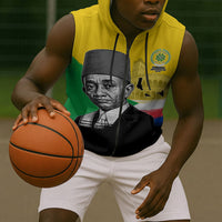 Personalized Comoros Independence Day Sleeveless Zip Hoodie Ahmed Abdallah Vintage Portrait Sketch