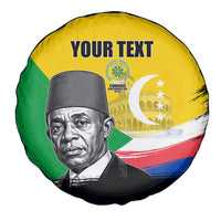 Personalized Comoros Independence Day Spare Tire Cover Ahmed Abdallah Vintage Portrait Sketch