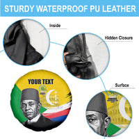Personalized Comoros Independence Day Spare Tire Cover Ahmed Abdallah Vintage Portrait Sketch