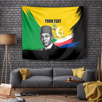 Personalized Comoros Independence Day Tapestry Ahmed Abdallah Vintage Portrait Sketch