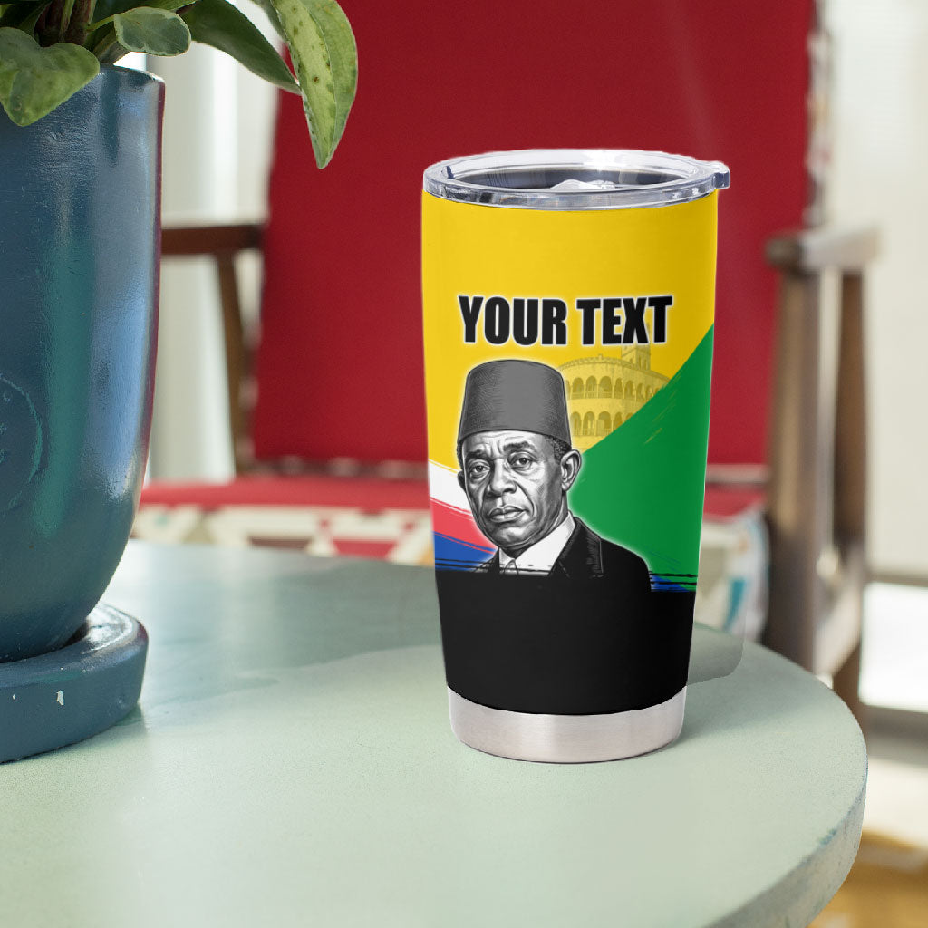 Personalized Comoros Independence Day Tumbler Cup Ahmed Abdallah Vintage Portrait Sketch