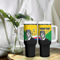 Personalized Comoros Independence Day Tumbler With Handle Ahmed Abdallah Vintage Portrait Sketch