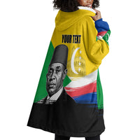 Personalized Comoros Independence Day Wearable Blanket Hoodie Ahmed Abdallah Vintage Portrait Sketch
