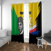 Personalized Comoros Independence Day Window Curtain Ahmed Abdallah Vintage Portrait Sketch