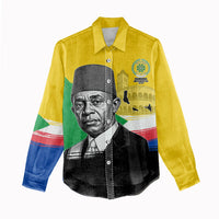 Personalized Comoros Independence Day Women Casual Shirt Ahmed Abdallah Vintage Portrait Sketch