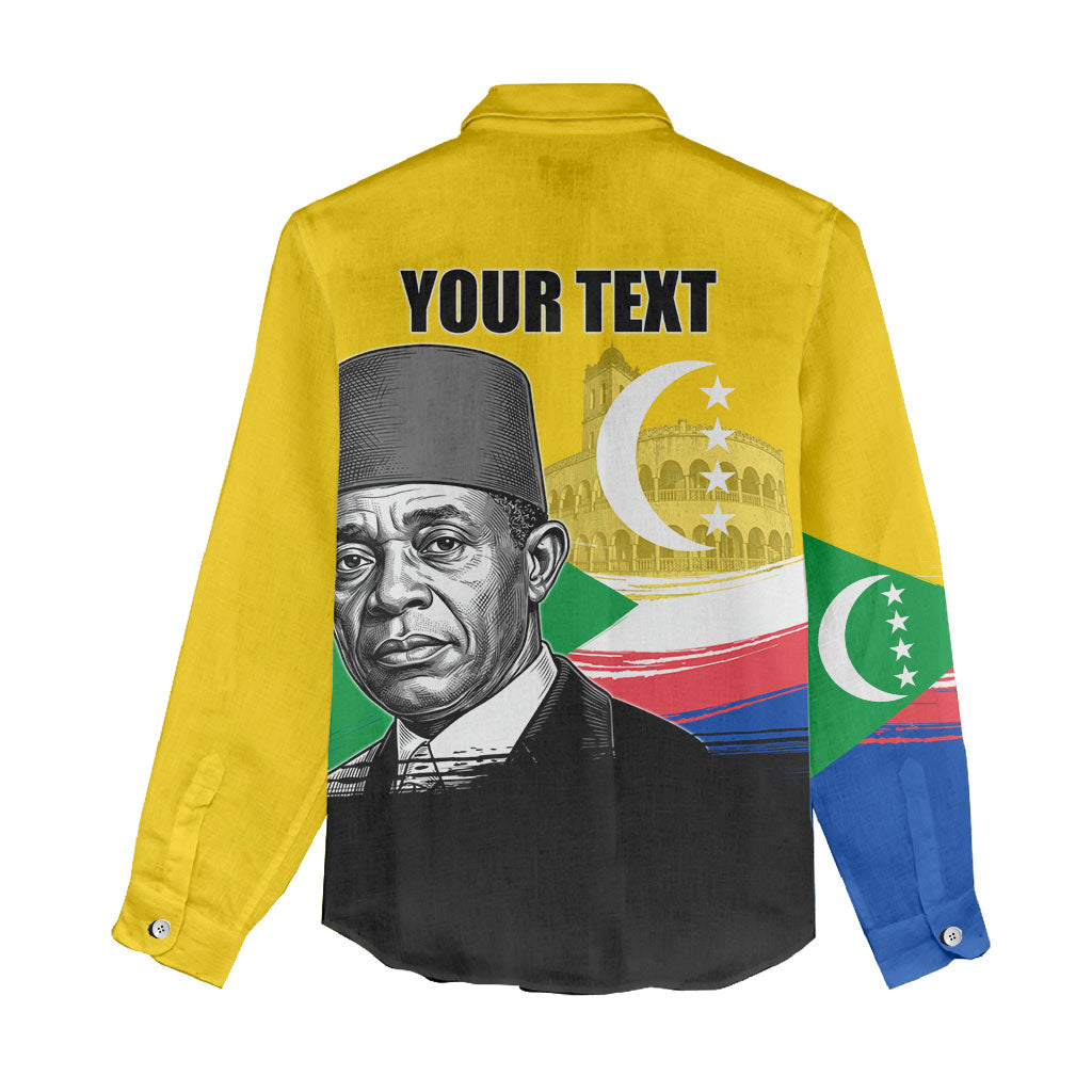Personalized Comoros Independence Day Women Casual Shirt Ahmed Abdallah Vintage Portrait Sketch
