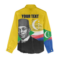 Personalized Comoros Independence Day Women Casual Shirt Ahmed Abdallah Vintage Portrait Sketch
